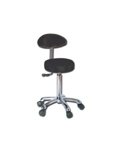 Height Adjustable Stool with Backrest - Black